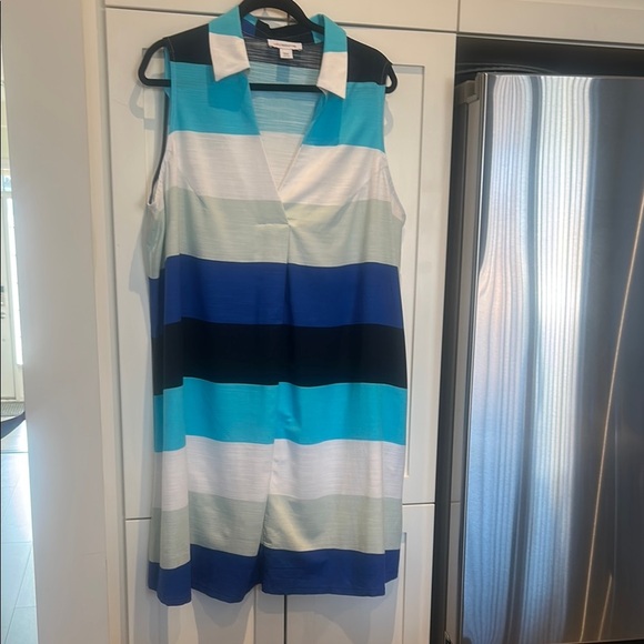 Liz Claiborne Collared Sleeveless Multicolour Striped A-Line Preppy Dress NWT - Picture 3 of 11